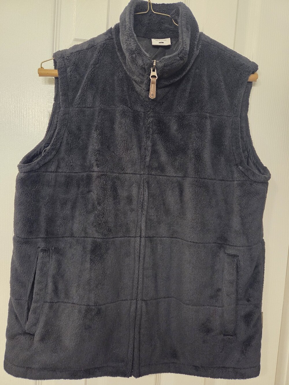 Womens Large  Columbia Dark Blue Plush Fleece Vest with Zip 2 Pockets EUC